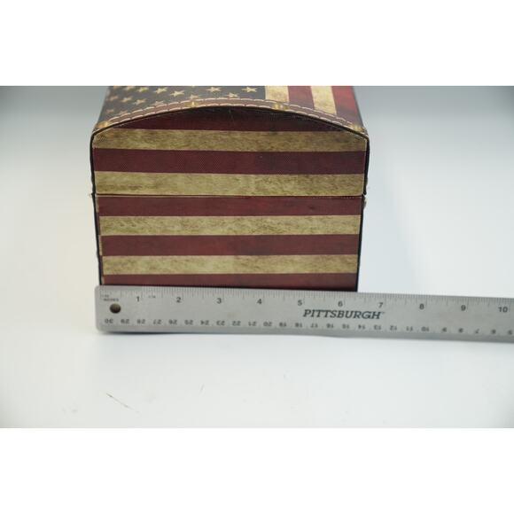 Vintage‎ American Flag Storage Chest Box Patriotic Decor 12"x7"x8" Rustic Metal - Picture 8 of 16
